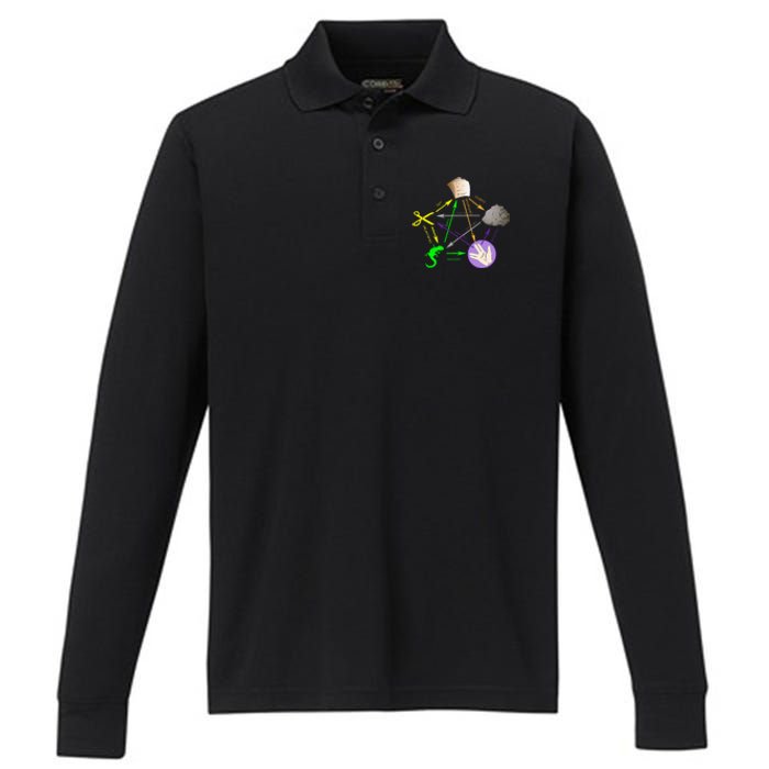 Big Bang Rock Paper Scissors Lizard Performance Long Sleeve Polo