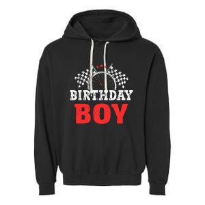 Birthday Boy Race Car Racing Car Driver Birthday Crew Garment-Dyed Fleece Hoodie