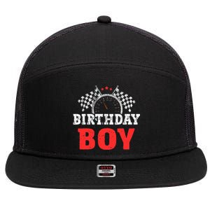 Birthday Boy Race Car Racing Car Driver Birthday Crew 7 Panel Mesh Trucker Snapback Hat