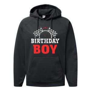 Birthday Boy Race Car Racing Car Driver Birthday Crew Performance Fleece Hoodie