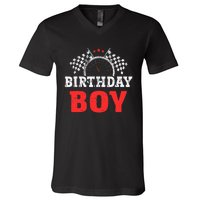 Birthday Boy Race Car Racing Car Driver Birthday Crew V-Neck T-Shirt