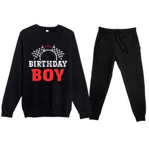 Birthday Boy Race Car Racing Car Driver Birthday Crew Premium Crewneck Sweatsuit Set