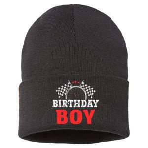 Birthday Boy Race Car Racing Car Driver Birthday Crew Sustainable Knit Beanie