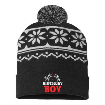 Birthday Boy Race Car Racing Car Driver Birthday Crew USA-Made Snowflake Beanie