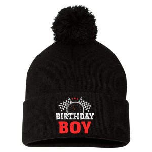 Birthday Boy Race Car Racing Car Driver Birthday Crew Pom Pom 12in Knit Beanie