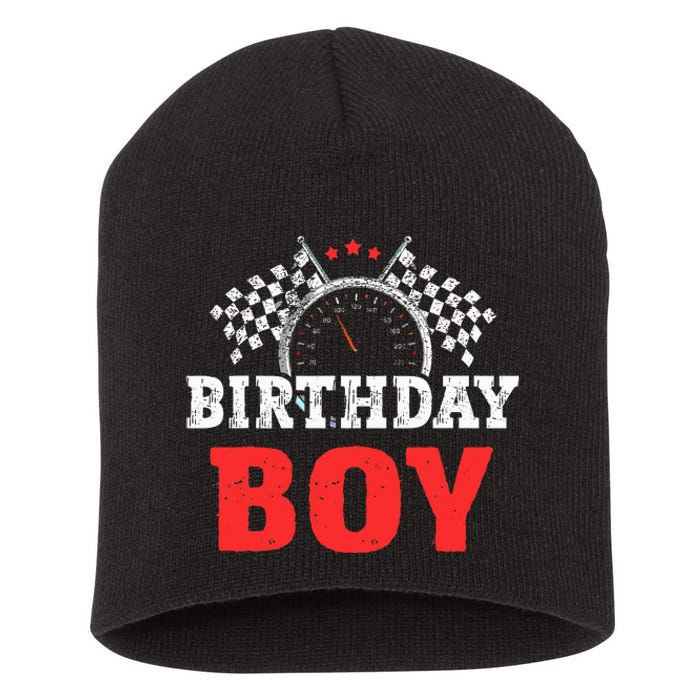 Birthday Boy Race Car Racing Car Driver Birthday Crew Short Acrylic Beanie