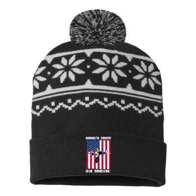 Biden Bicycle Running The Country Is Like Riding A Bike USA-Made Snowflake Beanie