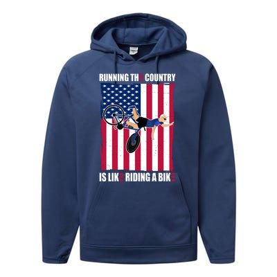 Biden Bicycle Running The Country Is Like Riding A Bike Performance Fleece Hoodie