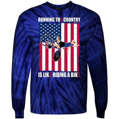 Biden Bicycle Running The Country Is Like Riding A Bike Tie-Dye Long Sleeve Shirt