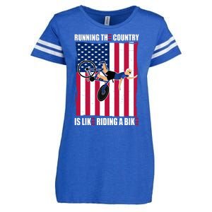 Biden Bicycle Running The Country Is Like Riding A Bike Enza Ladies Jersey Football T-Shirt