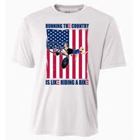 Biden Bicycle Running The Country Is Like Riding A Bike Cooling Performance Crew T-Shirt