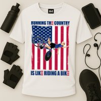 Biden Bicycle Running The Country Is Like Riding A Bike Cooling Performance Crew T-Shirt
