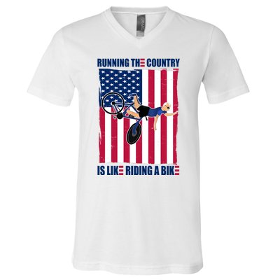 Biden Bicycle Running The Country Is Like Riding A Bike V-Neck T-Shirt