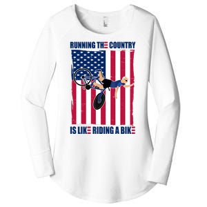 Biden Bicycle Running The Country Is Like Riding A Bike Women's Perfect Tri Tunic Long Sleeve Shirt