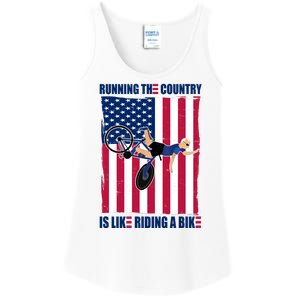 Biden Bicycle Running The Country Is Like Riding A Bike Ladies Essential Tank