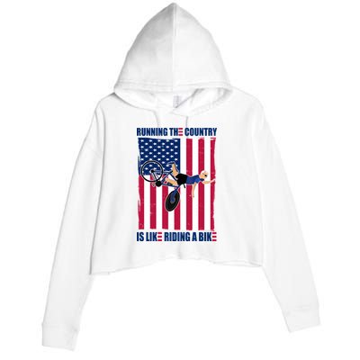 Biden Bicycle Running The Country Is Like Riding A Bike Crop Fleece Hoodie