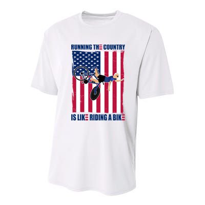 Biden Bicycle Running The Country Is Like Riding A Bike Youth Performance Sprint T-Shirt