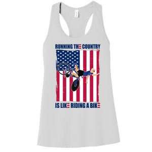 Biden Bicycle Running The Country Is Like Riding A Bike Women's Racerback Tank