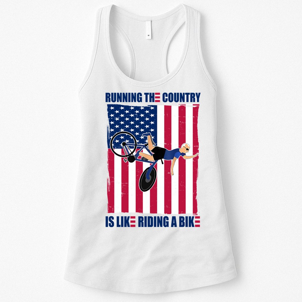 Biden Bicycle Running The Country Is Like Riding A Bike Womens Tank Top