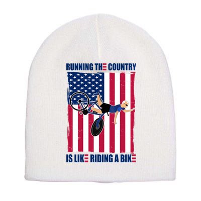 Biden Bicycle Running The Country Is Like Riding A Bike Short Acrylic Beanie