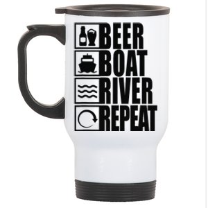 Beer Boat River Repeat Drinking River Life Stainless Steel Travel Mug