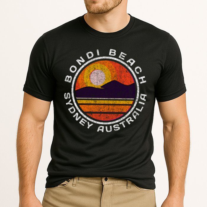 Bondi Beach Retro Distressed Meaningful Gift Cooling Performance Crew T-Shirt