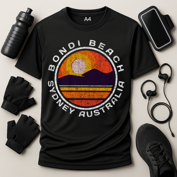 Bondi Beach Retro Distressed Meaningful Gift Cooling Performance Crew T-Shirt