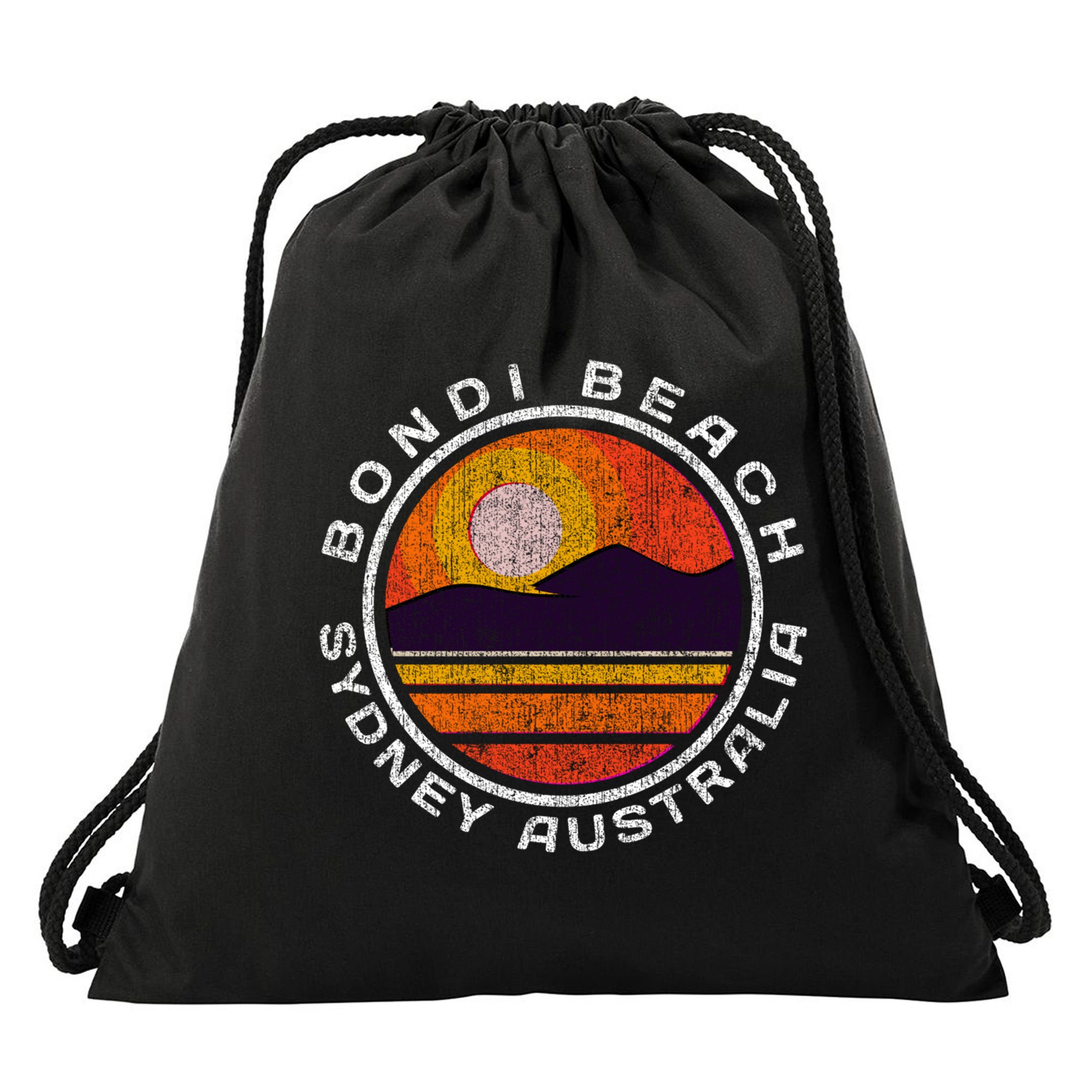 Bondi Beach Retro Distressed Meaningful Gift Drawstring Bag