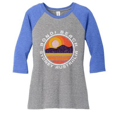 Bondi Beach Retro Distressed Meaningful Gift Women's Tri-Blend 3/4-Sleeve Raglan Shirt