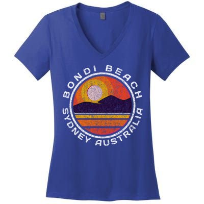 Bondi Beach Retro Distressed Meaningful Gift Women's V-Neck T-Shirt