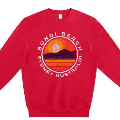 Bondi Beach Retro Distressed Meaningful Gift Premium Crewneck Sweatshirt