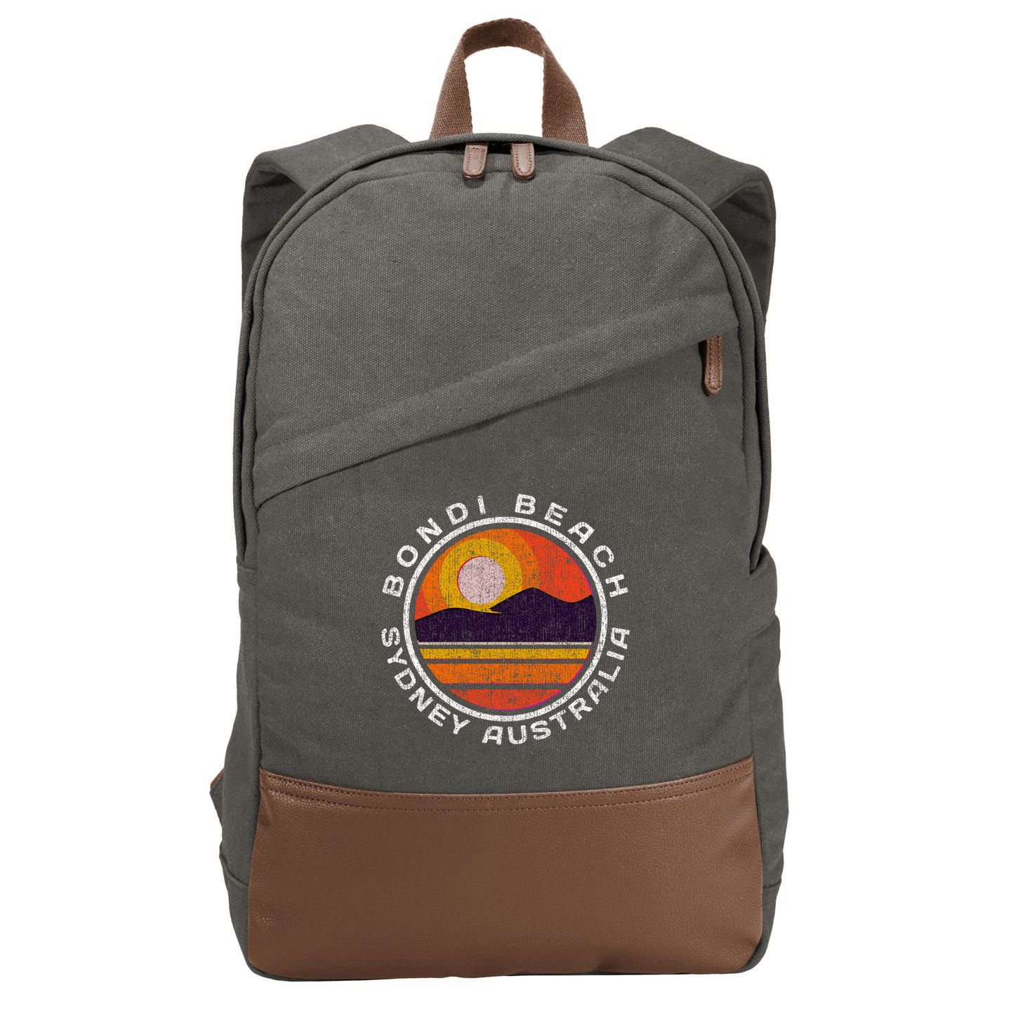 Bondi Beach Retro Distressed Meaningful Gift Cotton Canvas Backpack