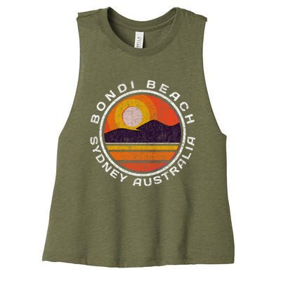 Bondi Beach Retro Distressed Meaningful Gift Women's Racerback Cropped Tank