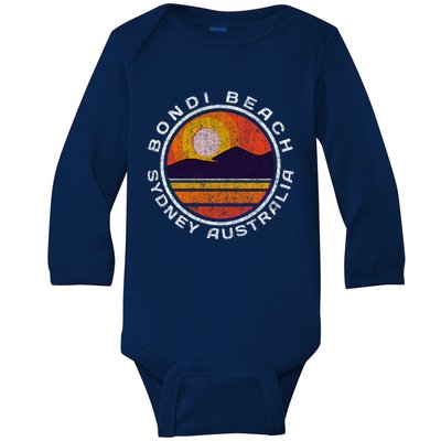 Bondi Beach Retro Distressed Meaningful Gift Baby Long Sleeve Bodysuit