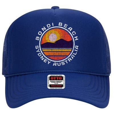 Bondi Beach Retro Distressed Meaningful Gift High Crown Mesh Back Trucker Hat