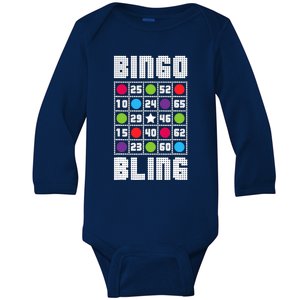 Bingo Bling Rhinestone Style Funny Player Gift Baby Long Sleeve Bodysuit