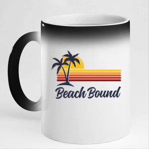 Beach Bound Retro Summer Fun Family Vacation Trip Gift 11oz Black Color Changing Mug