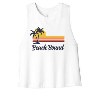 Beach Bound Retro Summer Fun Family Vacation Trip Gift Women's Racerback Cropped Tank