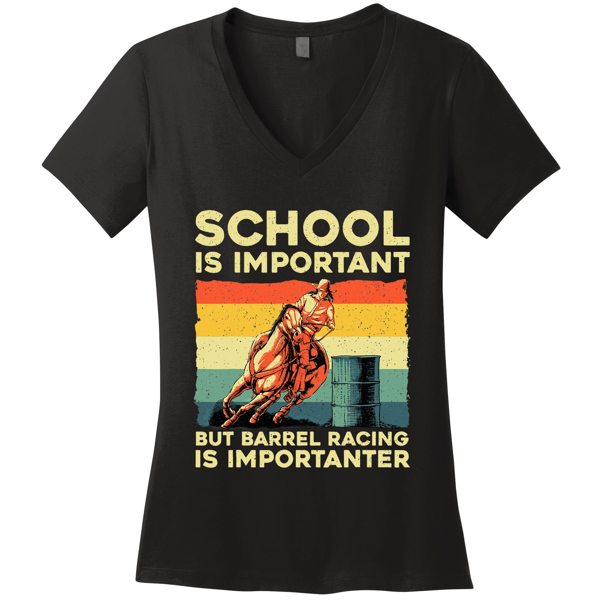 Best Barrel Racing Art For Women Barrel Racer Women's V-Neck T-Shirt