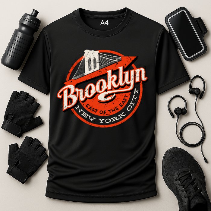 Brooklyn Bridge Retro New York Logo Performance Shirt
