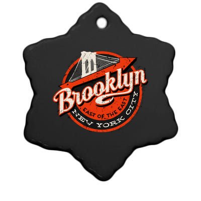 Brooklyn Bridge Retro New York Logo Ceramic Star Ornament