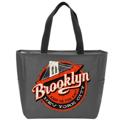 Brooklyn Bridge Retro New York Logo Zip Tote Bag