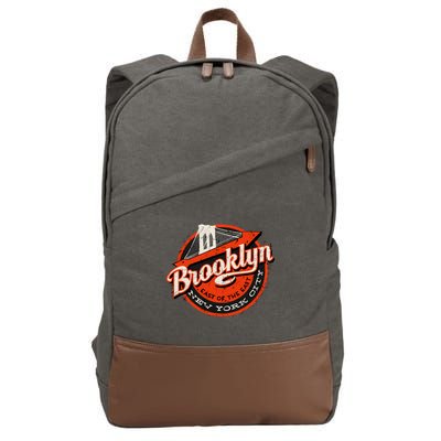 Brooklyn Bridge Retro New York Logo Cotton Canvas Backpack