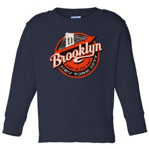 Brooklyn Bridge Retro New York Logo Toddler Long Sleeve Shirt