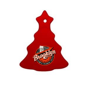 Brooklyn Bridge Retro New York Logo Ceramic Tree Ornament