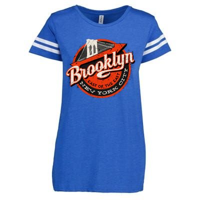 Brooklyn Bridge Retro New York Logo Enza Ladies Jersey Football T-Shirt