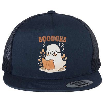 Boo Boooks Reading Book Bookworm Happy Halloween Funny Ghost Cool Gift Flat Bill Trucker Hat