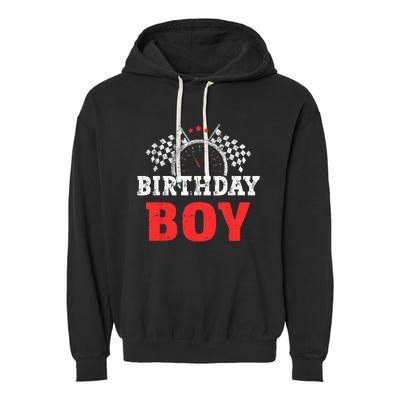 Birthday Boy Race Car Racing Car Driver Birthday Crew Garment-Dyed Fleece Hoodie