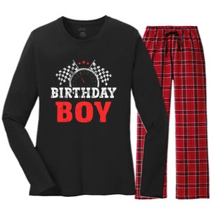 Birthday Boy Race Car Racing Car Driver Birthday Crew Women's Long Sleeve Flannel Pajama Set 