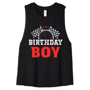 Birthday Boy Race Car Racing Car Driver Birthday Crew Women's Racerback Cropped Tank